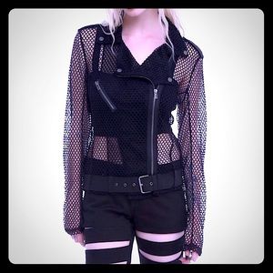 Royal Bones Fishnet Moto Jacket Size Small